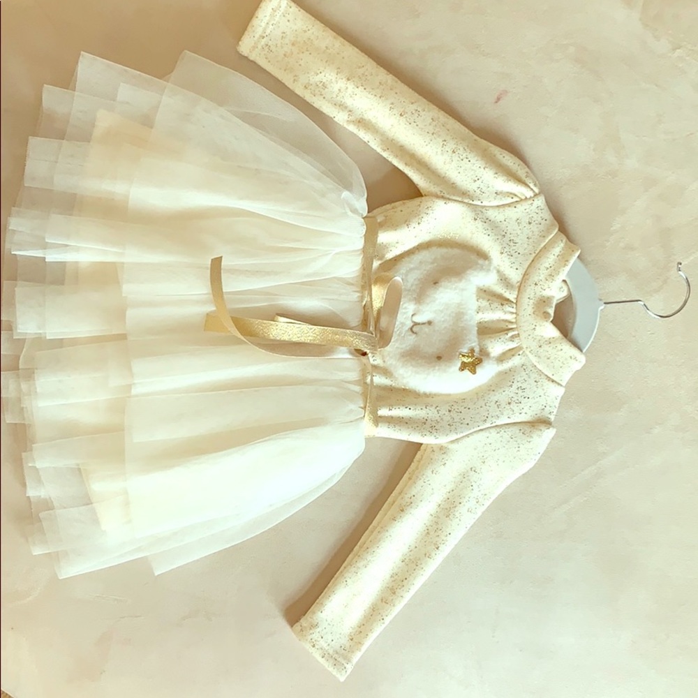 2 yo fleece gold/off white tutu dress